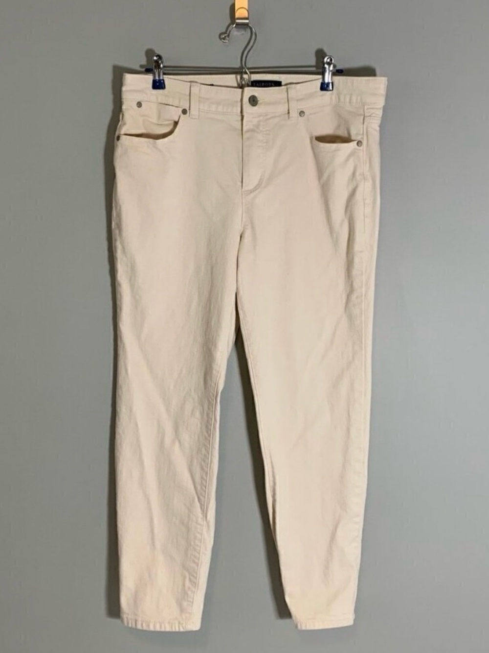 Talbots Simply Flattering Cream Ankle Jeans Womens 12 Off White Stretch Denim